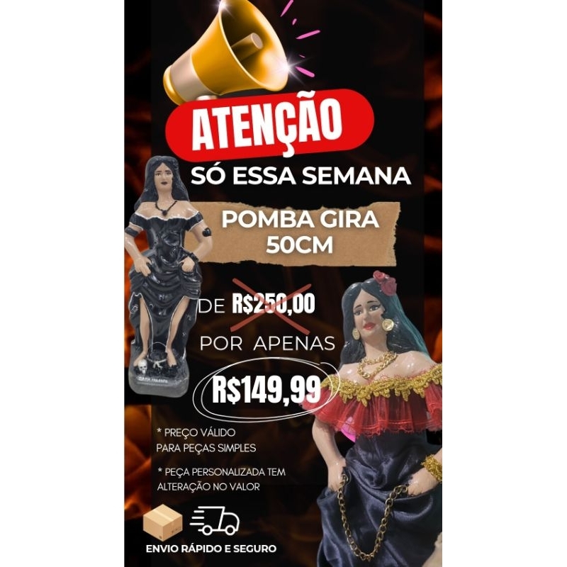 Imagem Pomba gira Maria Farrapo/ Mulambo 50cm
