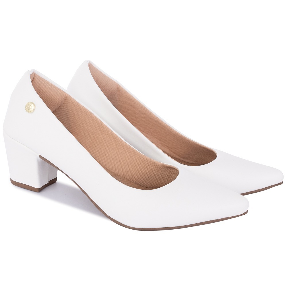 Sapato Feminino Mule Scarpin Bico Fino Salto Bloco Napa Macio Lolitta Fashion