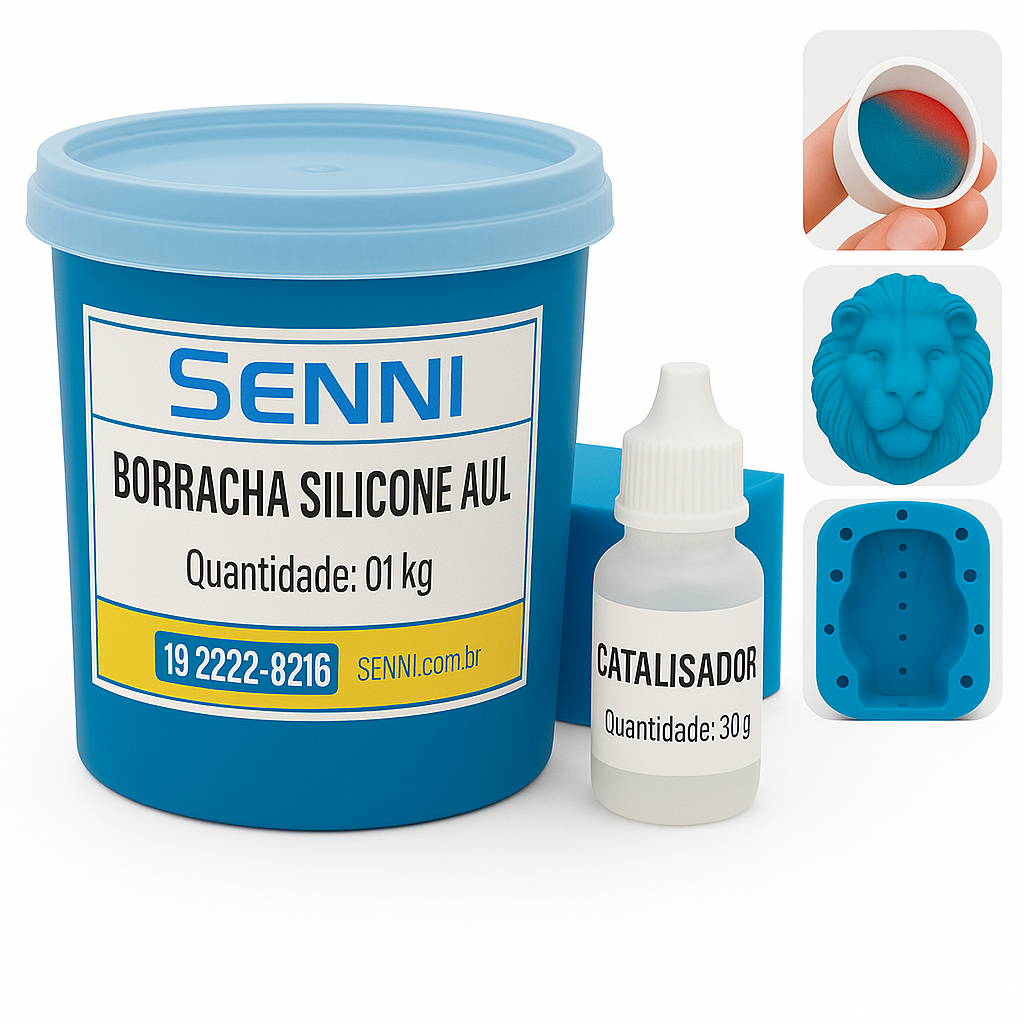 Borracha De Silicone Azul Alta Flexibilidade para Moldes + Catalisador 1,030 Kg