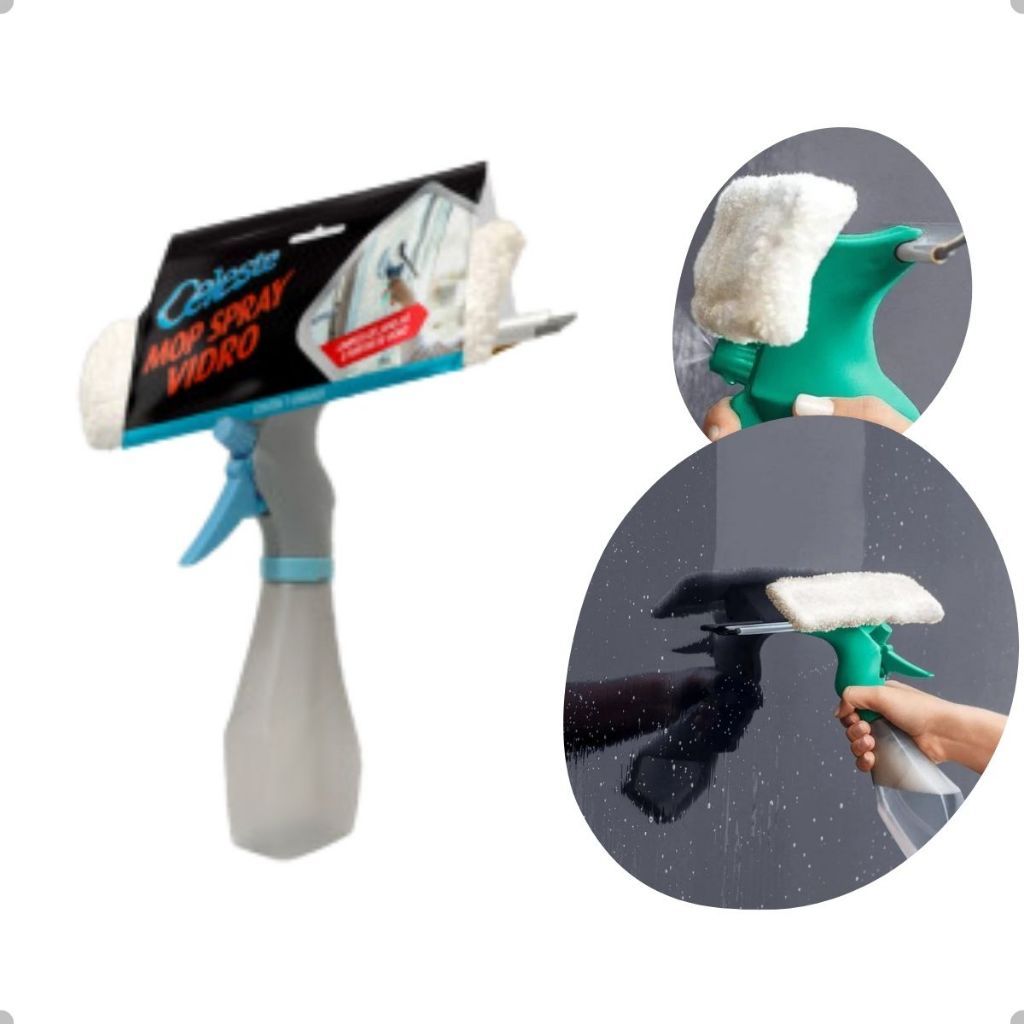 Mop Spray com Reservatório 250ml Vidro Rodo 3 Em 1 Limpeza em Geral Vidro Janela