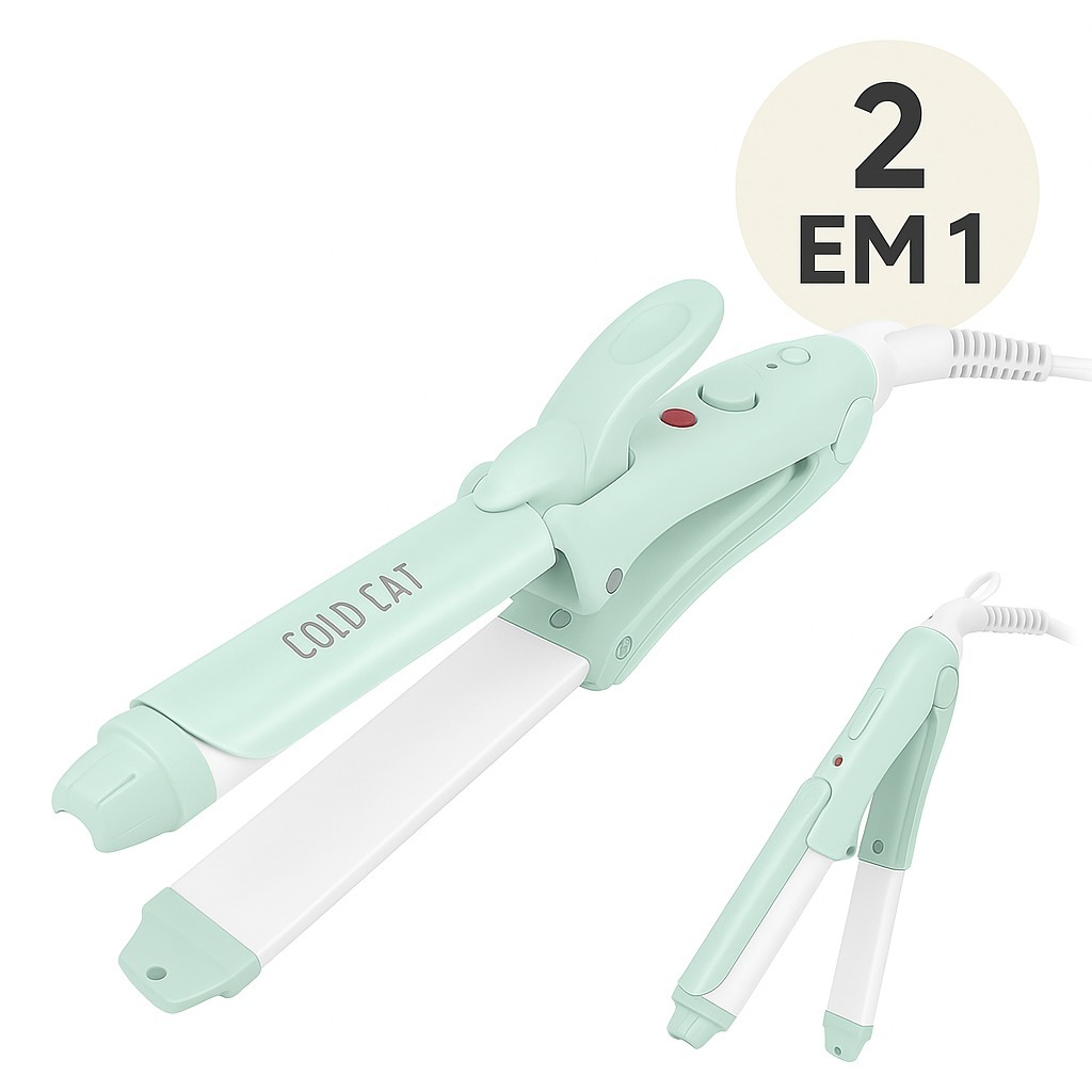 Mini Chapinha 2 Em 1 Prancha com Modelador de Cachos BabyLiss Portátil Novo