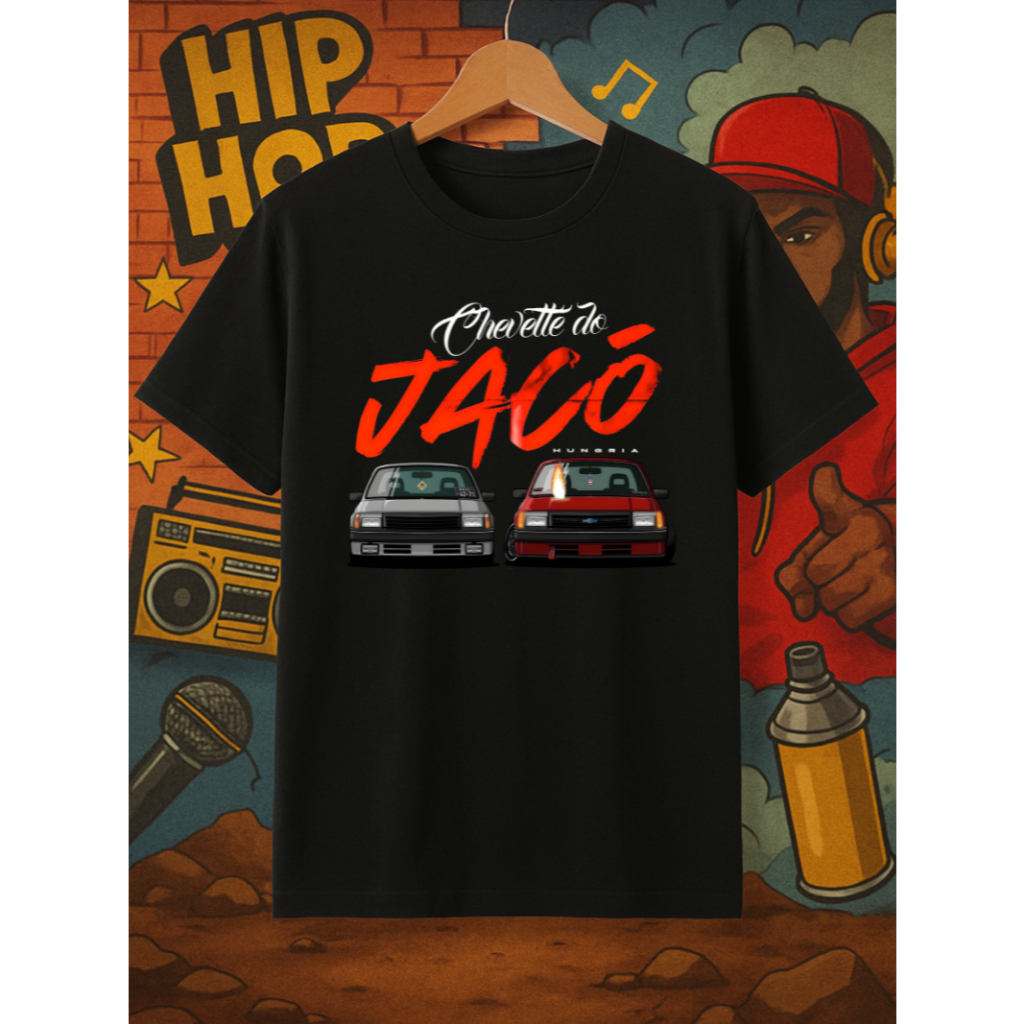 Camiseta Hungria Chevette do Jacó Casual Camisa Musica Hip-Hop Streetwear Unissex Feminino Masculino Algodão