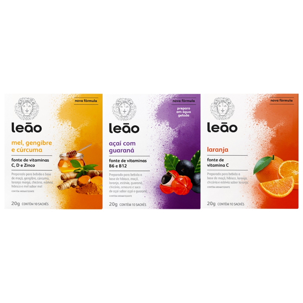 Kit Vitamínicos Leão - 3 Sabores / 30 Sachês em Oferta na Shopee