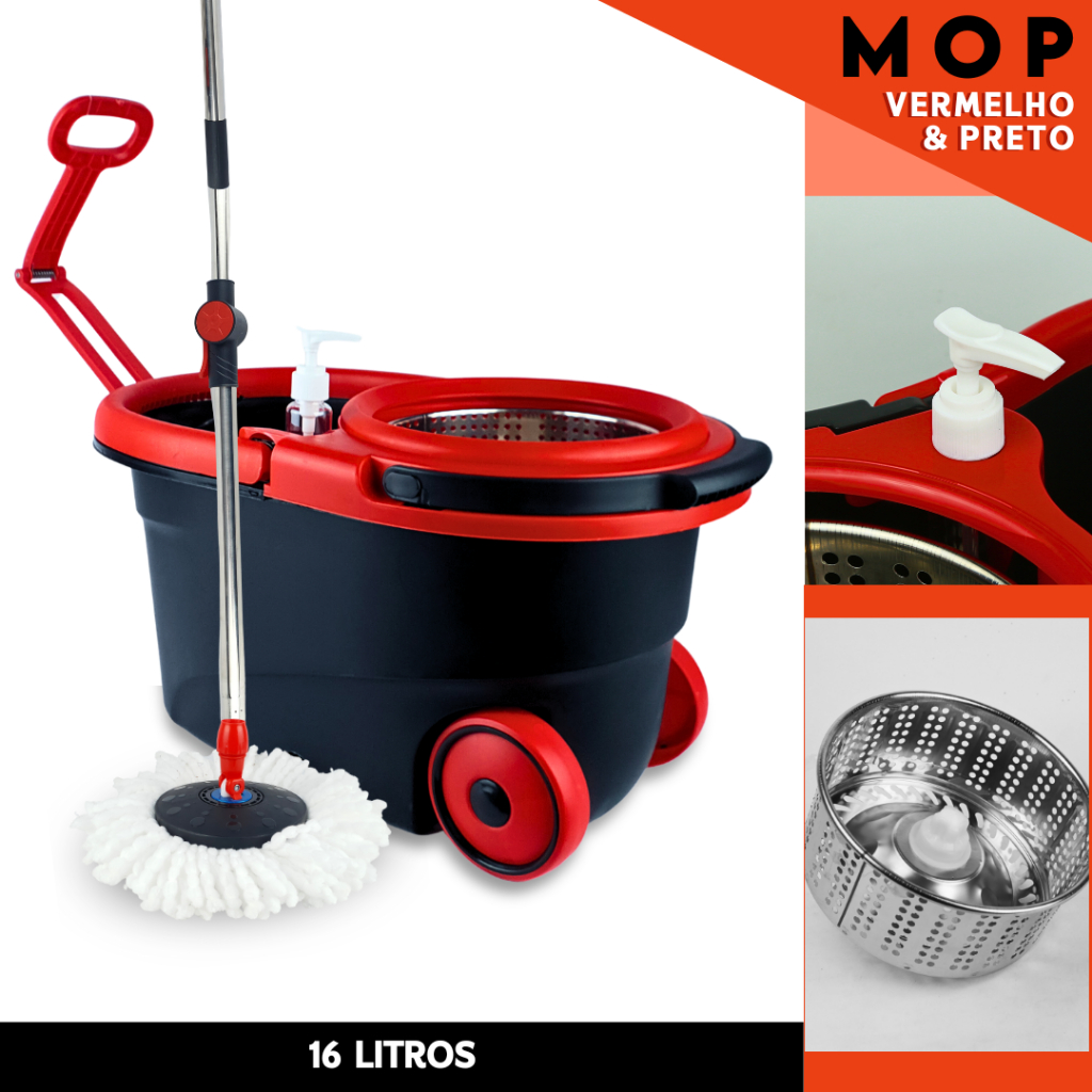 Mop Plus 360° com Balde Inox + Esfregão e Escova – Alta Durabilidade e Mobilidade - MN em Oferta na Shopee