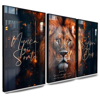 Quadro Decorativo Arte Religioso Leão De Judá Fé Bíblico Sempre  Foi Deus 122x60 em Oferta na Shopee