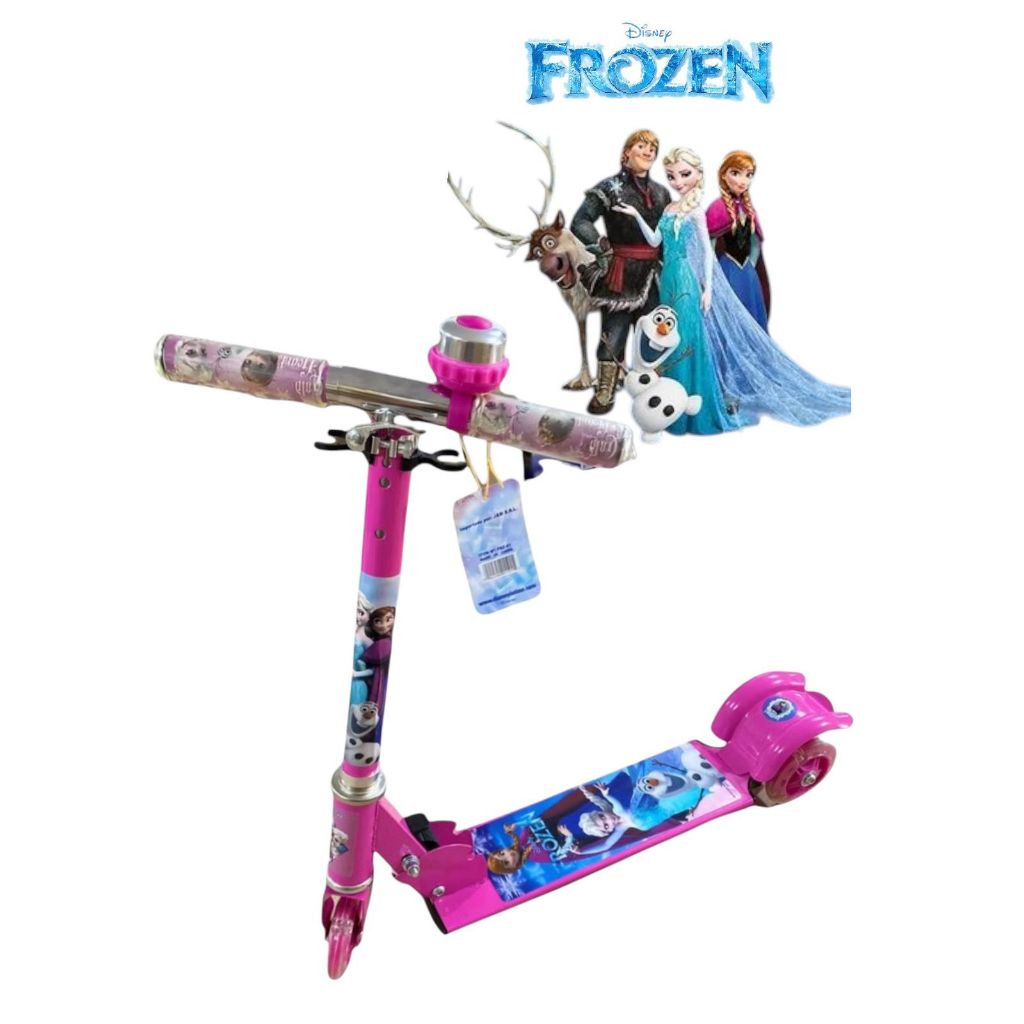 Patinete Infantil Metal Scooter 3 Rodas com Luz de LED e Buzina - Frozen