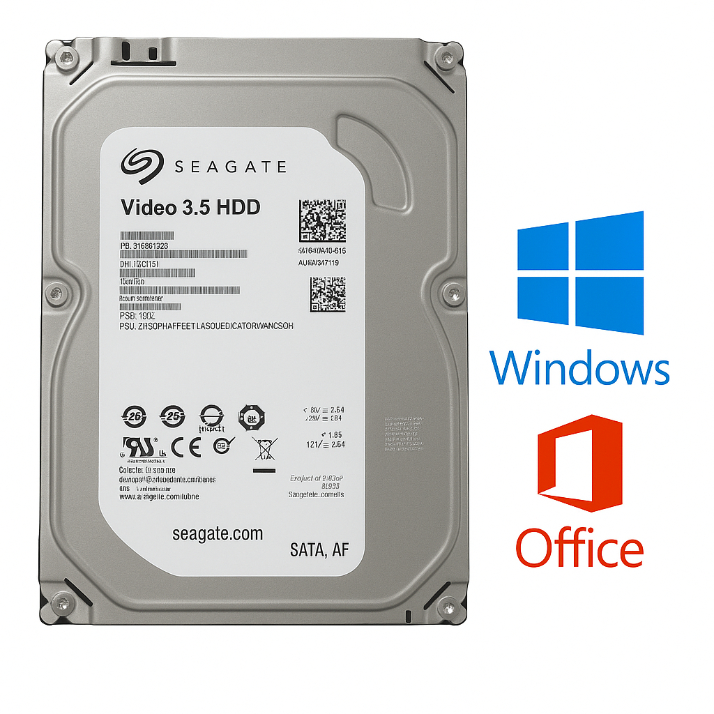 📦 HD 1TB Seagate Video 3.5 HDD + Windows 10/11 + Pacote Office ✅