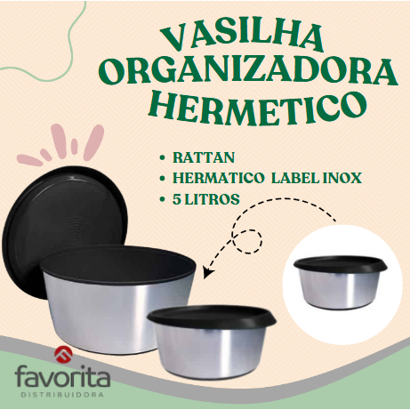 Pote Vasilha Cosinha Hermético Label Inox 5 Litros Arqplast Toy 25942