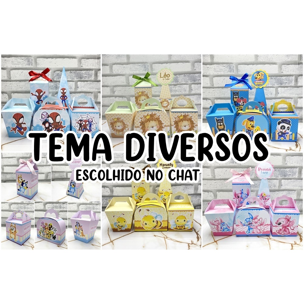 Kit PEGUE E MONTE Personalizados Diversos (Escolha seu Tema no Chat) - Lembrancinha-Aniversário-Festa-Caixinhas