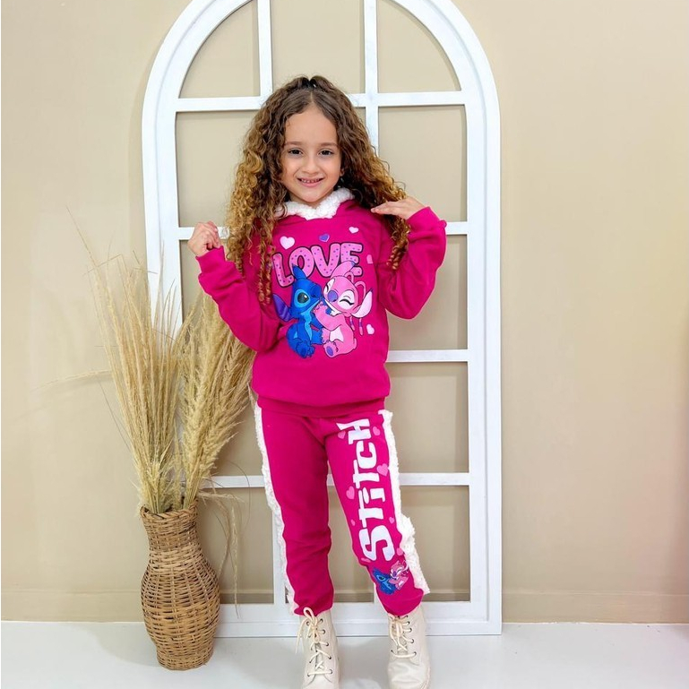 Conjunto moletom Stitch infantil menina inverno  Tam. 2 a 9 anos