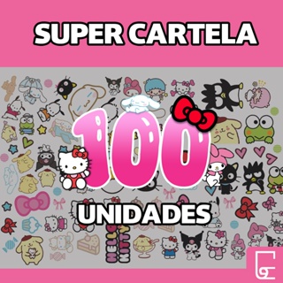 Kit Cartela com 100 PÇS Adesivo da Turma da Hl Kitty Infantil Sticker Autocolante Desenho Fofo Coquette Rosa IMP em Oferta na Shopee