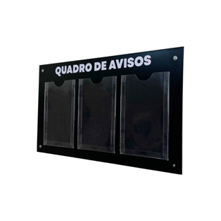 Quadro De Aviso E Gestão Expositor Planejador Informativo C/ 3 Displays Porta Folhas A4 ACM Preto em Oferta na Shopee