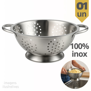 Escorredor De Macarrão Massa Inox Utensílios Cozinha