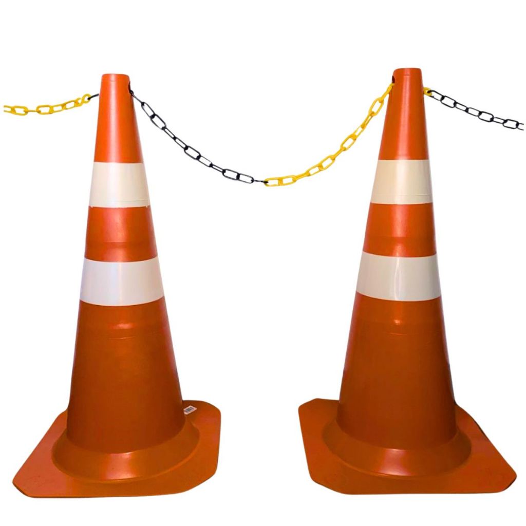 2 Cones de Sinalização para Estacionamento 75cm e 2m de Corrente de Isolamento em Oferta na Shopee