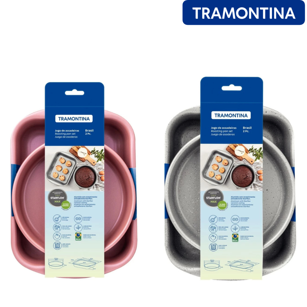 Jogo de Assadeiras Tramontina Alumínio Revestimento Interno  Externo em Antiaderente Starf...