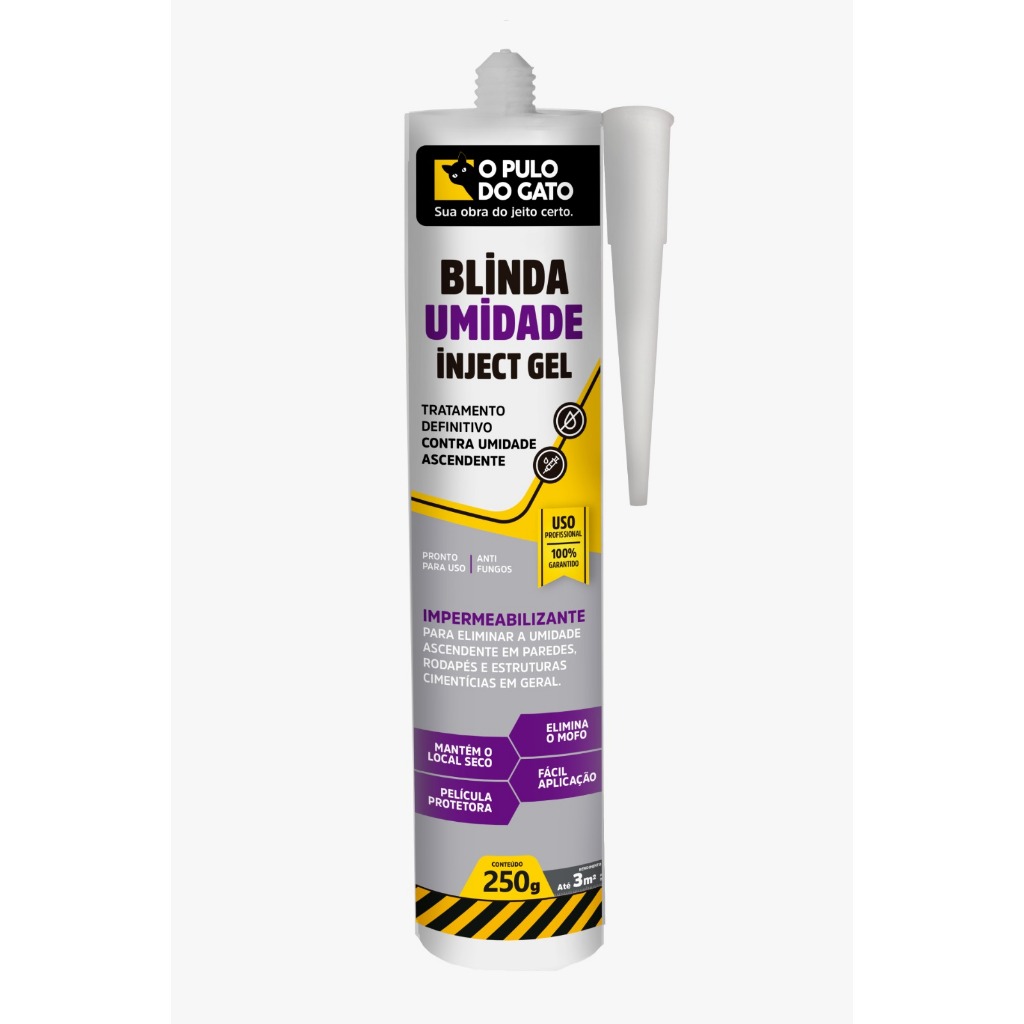Bisnaga Blinda Umidade Inject Gel 250G Parede de Alvenaria Concreto Pulo do Gato