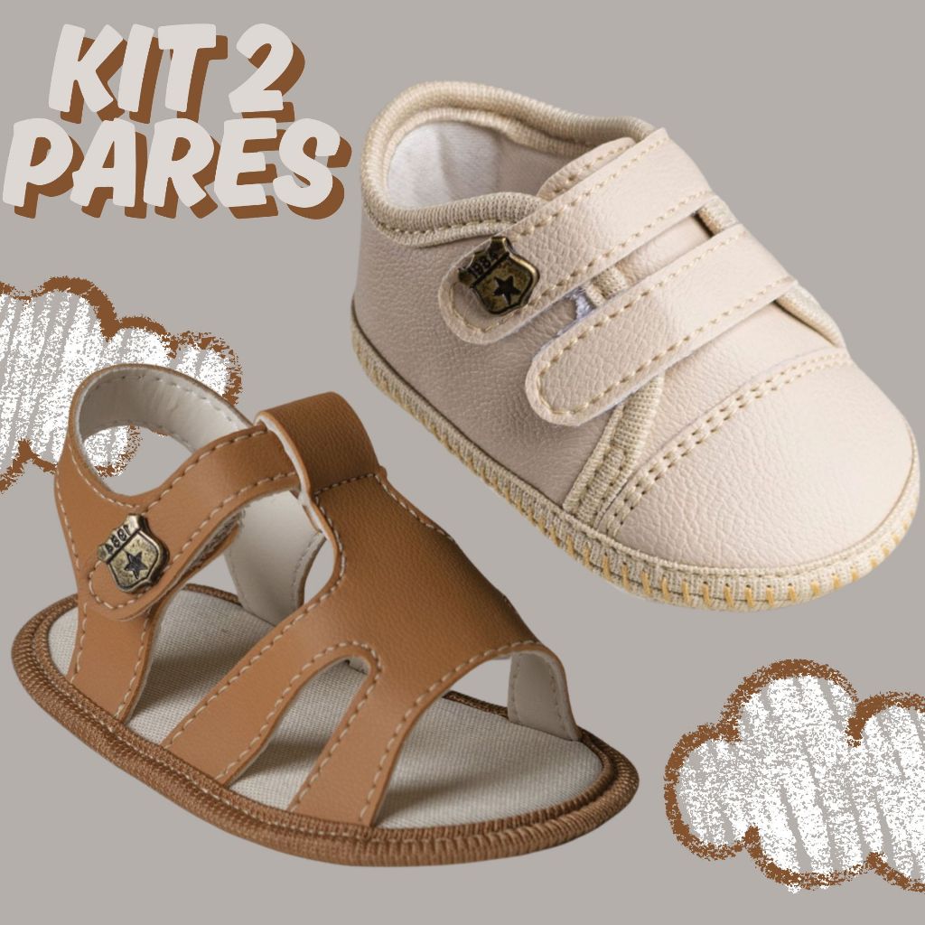 Kit 2 Pares Tênis e Sandália Masculino Confortável Bebê Envio Rápido Bella Lis Original Pr...