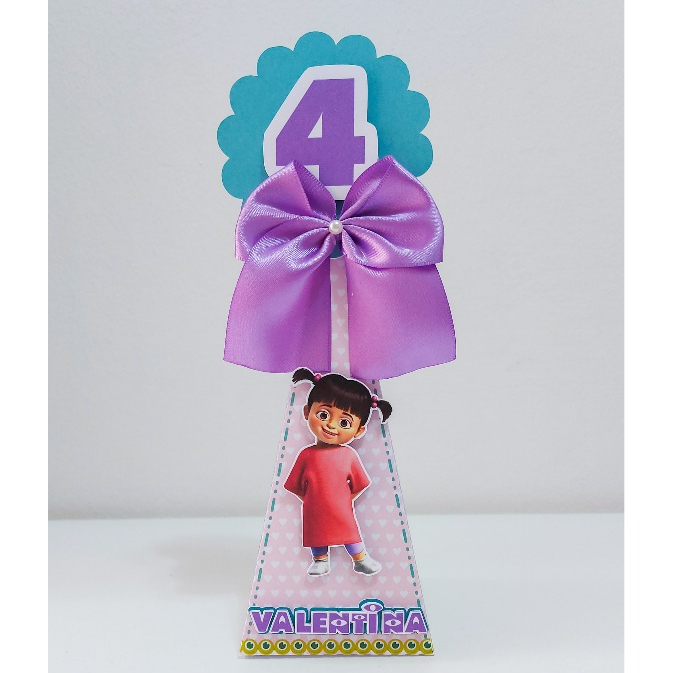 Caixa Pirâmide Monstros S.A Menina - Lembrancinha Personalizada Festa Aniversário Infantil