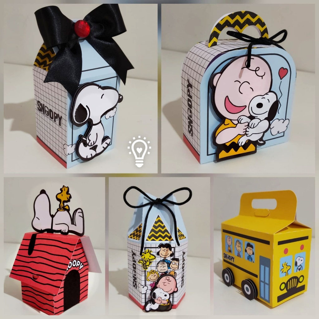 Caixas Personalizadas Snoopy  – Lembrancinha / Mesversário / Festa Infantil / Aniversário