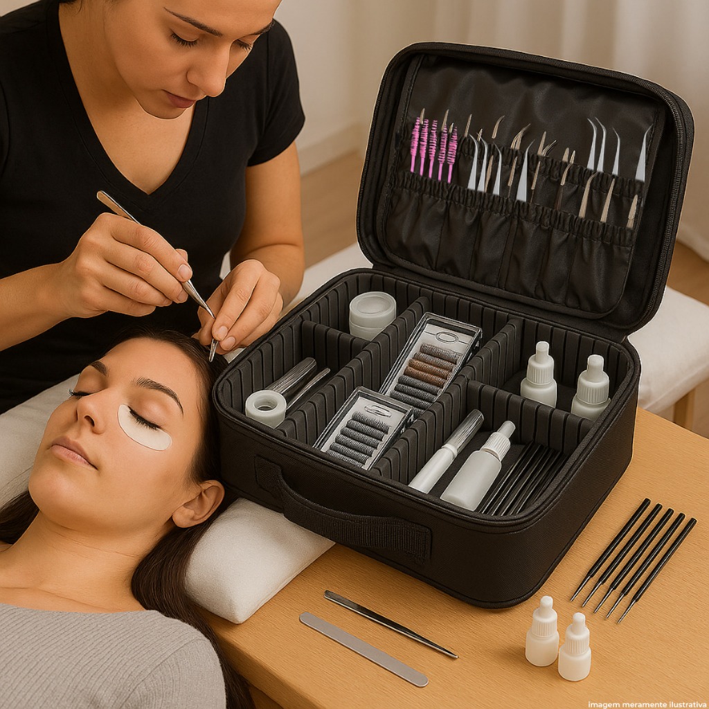 Maleta Portátil Para Maquiagem Bijuterias Profissional com Divisórias Organização Para Salões Estúdios Viagens Casa