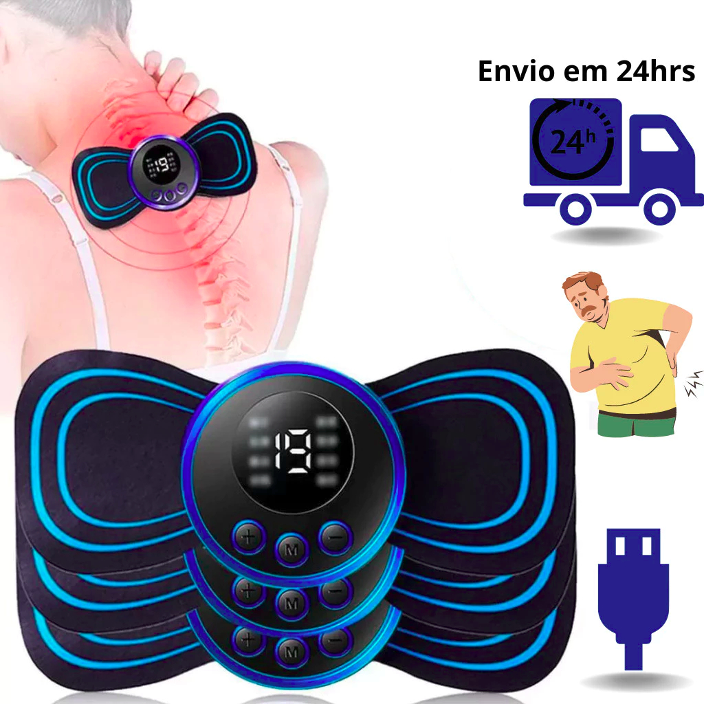 KIT 03 Mini Massageador Elétrico Portátil Cervical EMS Alivia Dores Corpo Pescoço