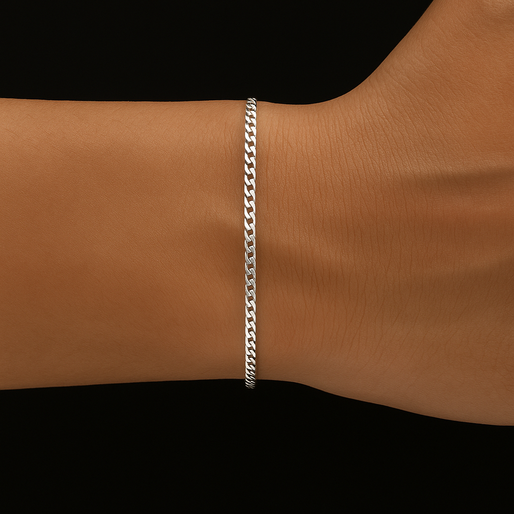 Pulseira Grumet laminada 1,5 mm banhada a prata 50 milésimos