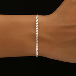 Pulseira Grumet laminada 1,5 mm banhada a prata 50 milésimos