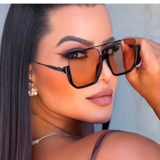 Óculos De Sol Feminino meia armação Quadrada Metal lente Champanhe pêssego tendência Verão 2025 Entrega Rápida em Oferta na Shopee