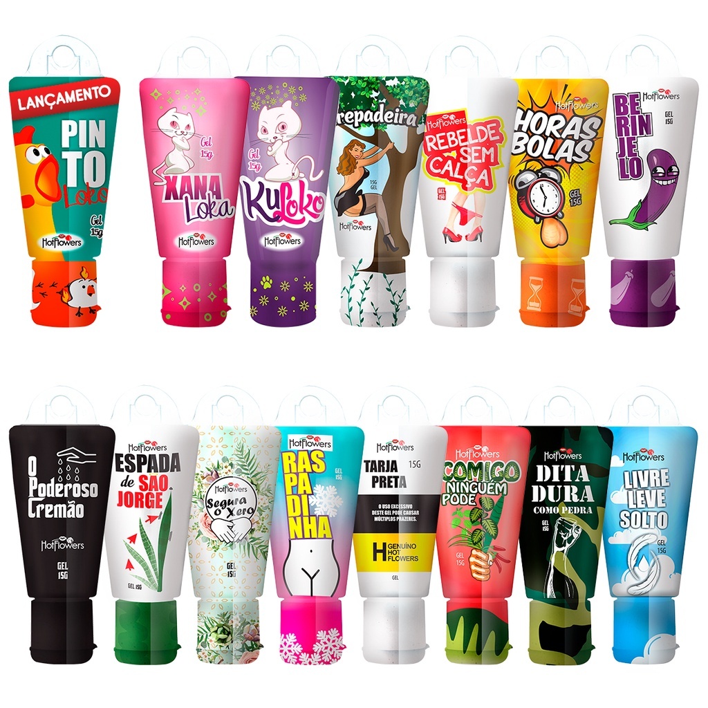 Gel Excitante Feminino e Masculino Linha "Brasileirinho" 15g Hotflowers Várias sensações OFERTADAS
