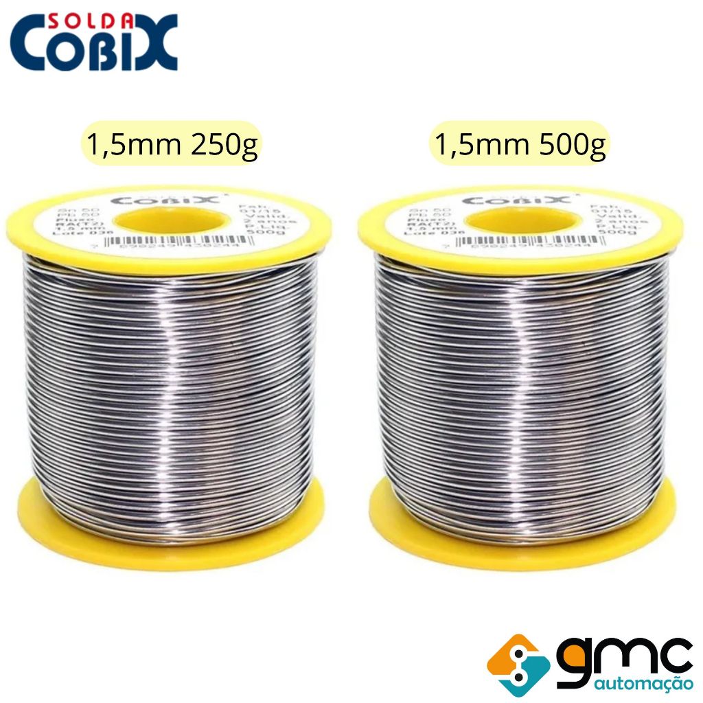 Solda Estanho Com Fluxo 50x50 1,5mm Rolo 250g e 500g - Cobix
