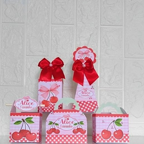KIT CAIXAS CEREJINHA PERSONALIZADAS| LEMBRANCINHAS |FESTAS | ANIVERSARIO | CAIXAS PERSONALIZADAS