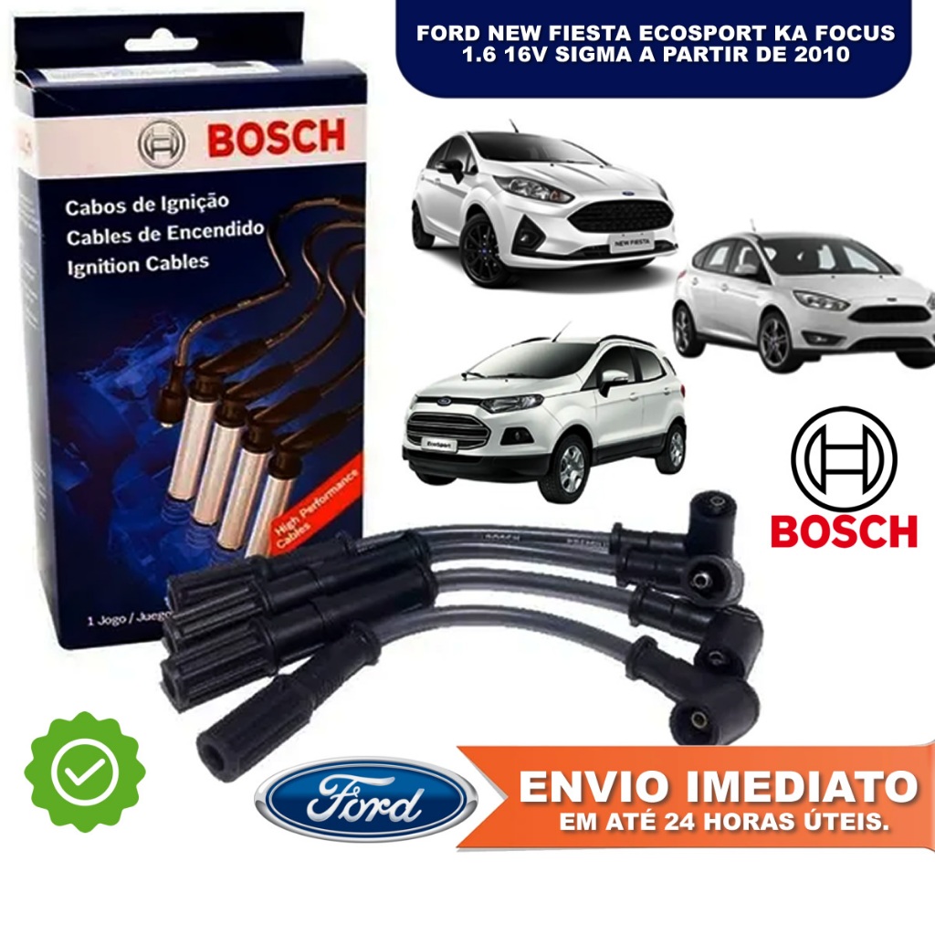 Jogo de Cabos de Vela Ford New Fiesta Ecosport Ka Focus 1.6 16v Sigma Original BOSCH Novo c/ NFe