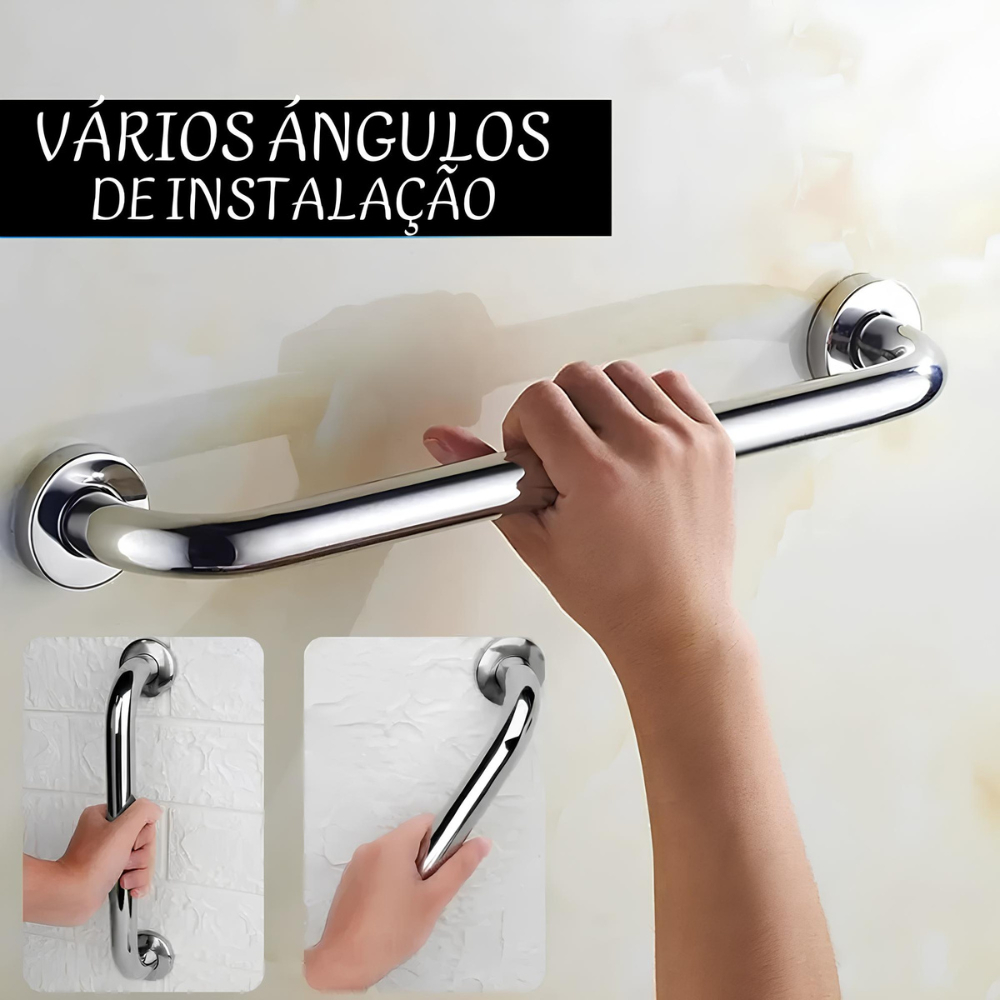 Kit 2 e 1 Alça de Apoio Alumínio Barra 80CM Acessibilidade Segurança Idoso Banheiro Box Corrimao Suporte Anti Queda