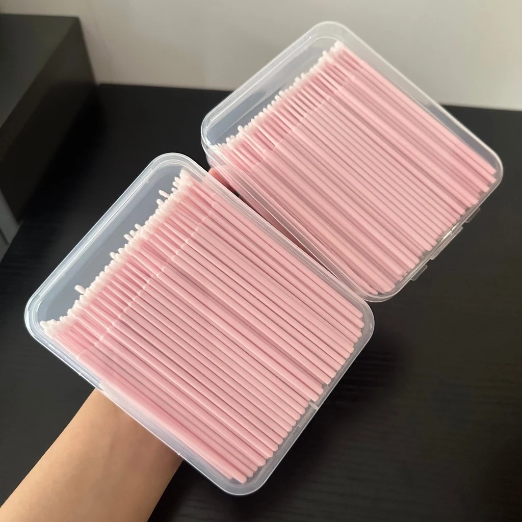 Kit 100 Microbrush Cotonete Alongamento Fio A Fio Cílios
