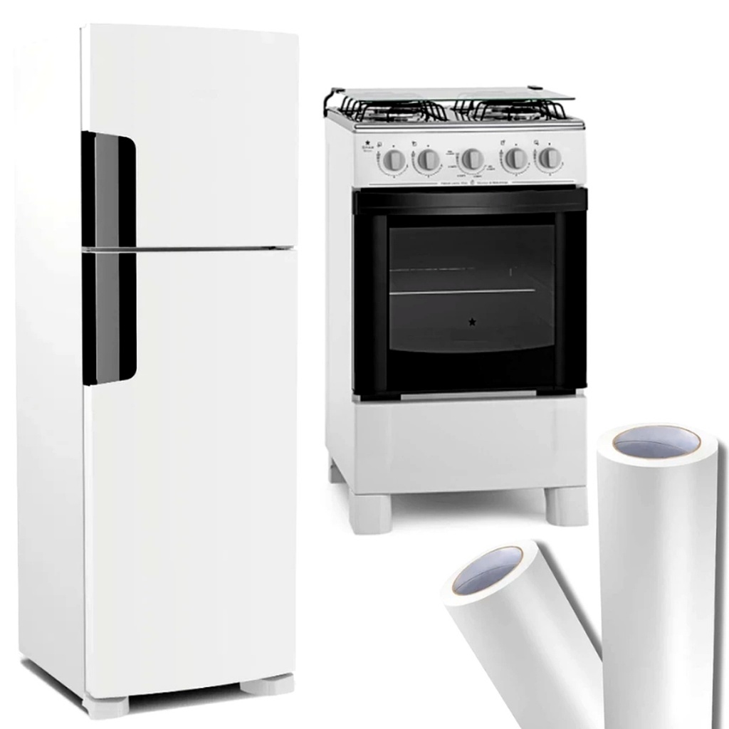 Papel de Parede Pelicula Adesiva Vinil Contact  Branco Fosco Geladeira Móveis Parede Cozinha Banheiro Lavável