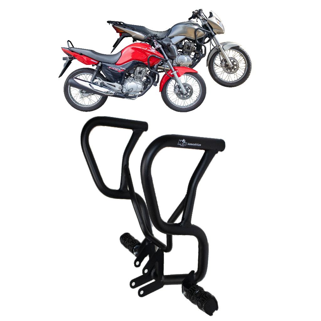 Protetor de carenagem para CG Titan 150, Titan 150 MIX (09/13), Start 150/160 e FAN 125/150 (09/15) com pedaleira preto