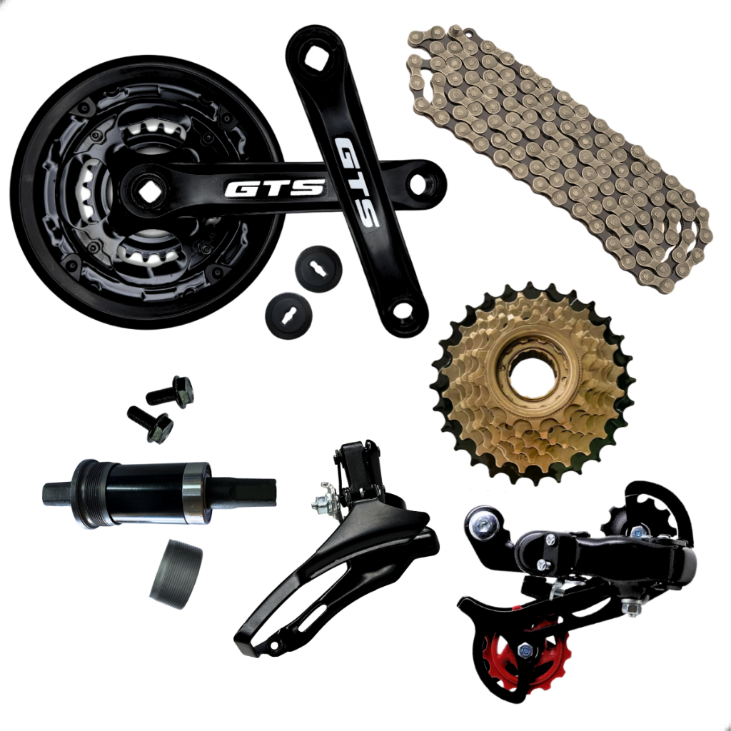Kit Relação 21 Marcha Corrente Cambios Pedivela Roda Livre 7v Bike Aro 26/29 Mtb
