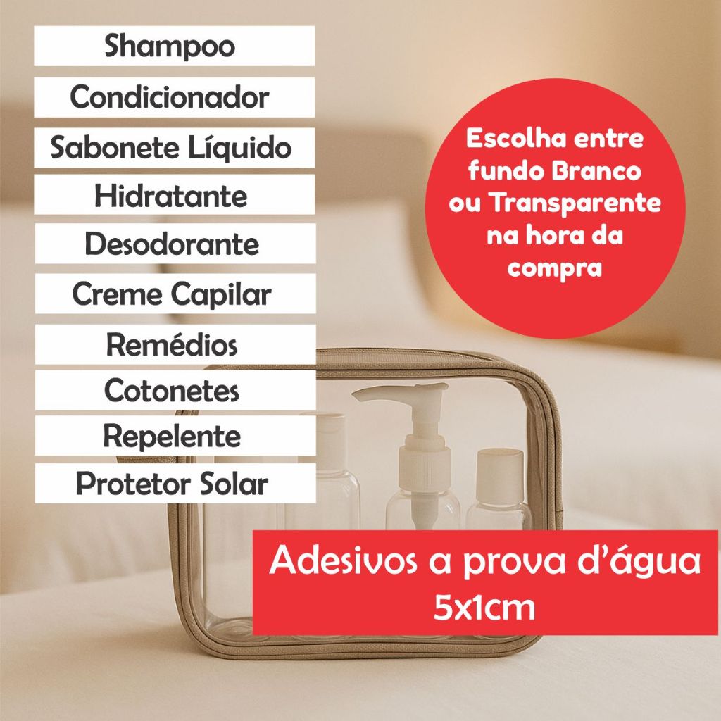 Etiqueta Identificação itens Higiene Necessaire Remedios, repelente,protetor solar, desodorante, hidratante