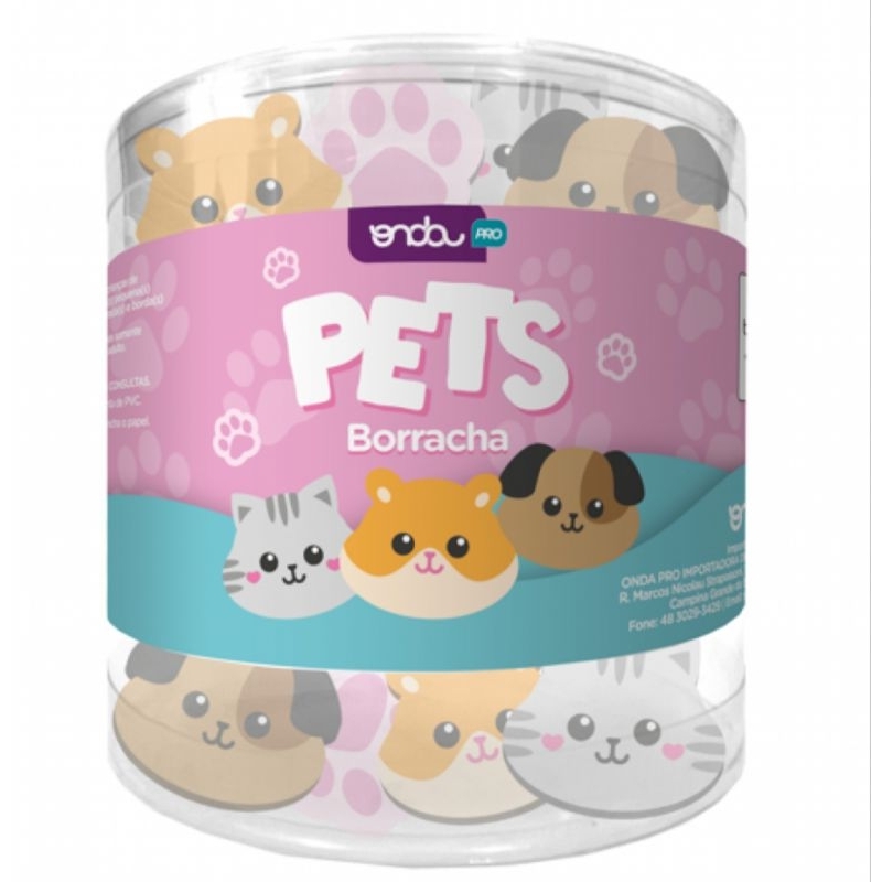 Borracha Pets kit escolar branca 3 unidades gato cachorro e patinha
