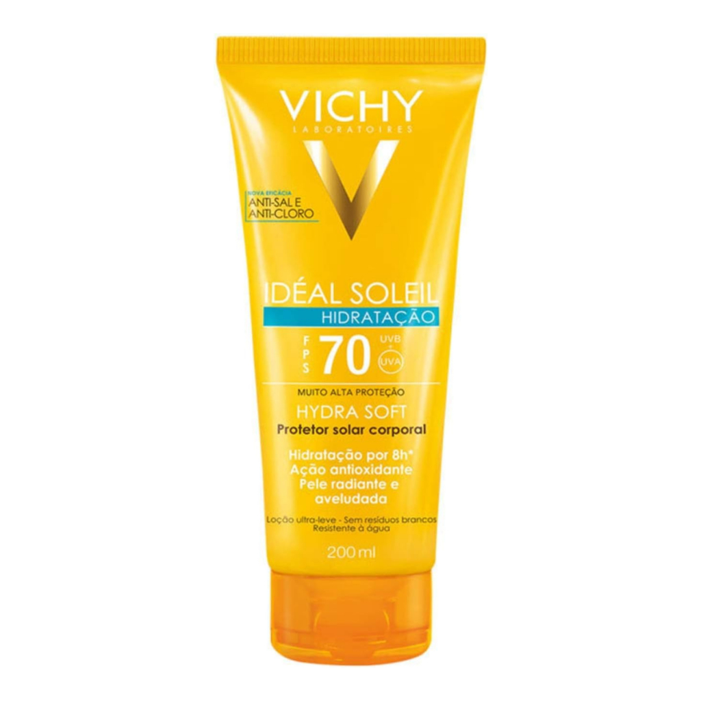 Protetor Solar Corporal Vichy Idéal Soleil Hydra Soft FPS70 Com 200ml em Oferta na Shopee