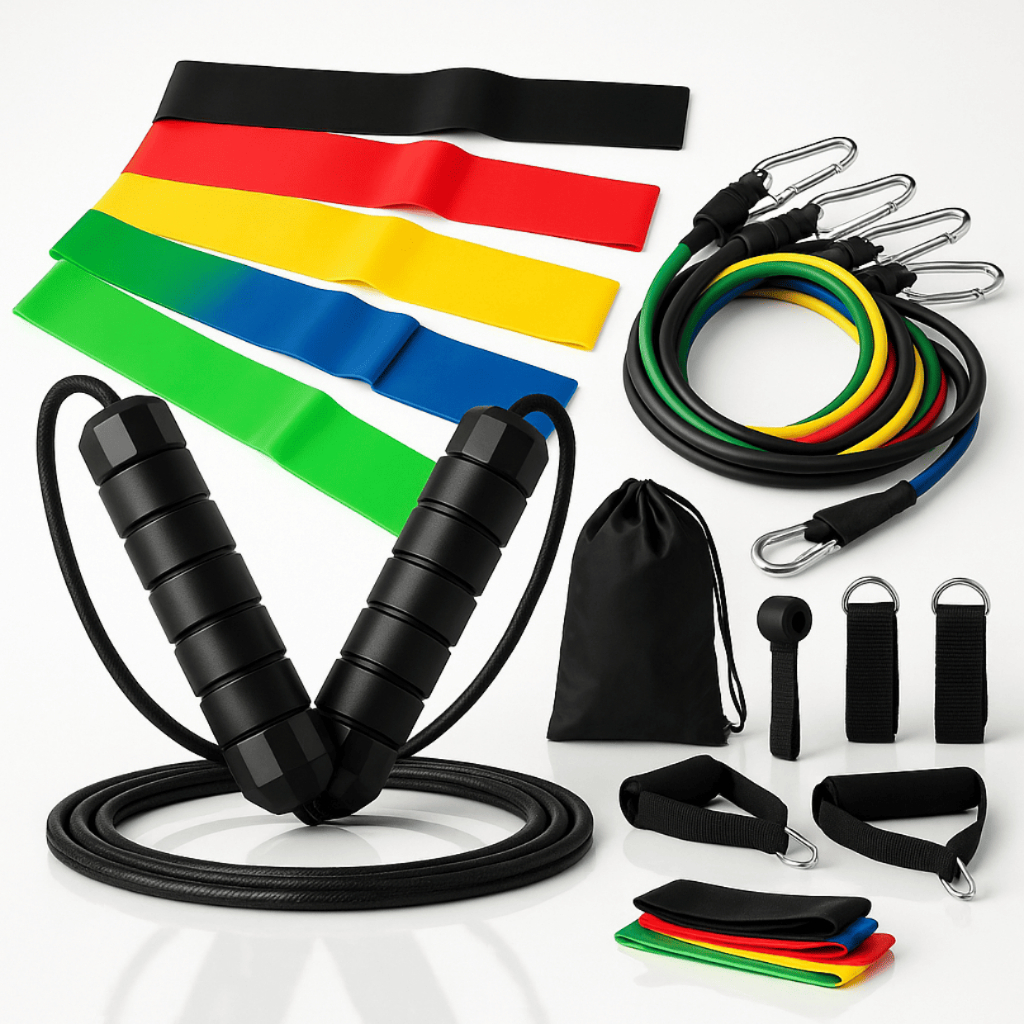 Kit Academia Elástico  Corda Pular Crossfit Funcional Treino Resistência Musculação Exercício Casa