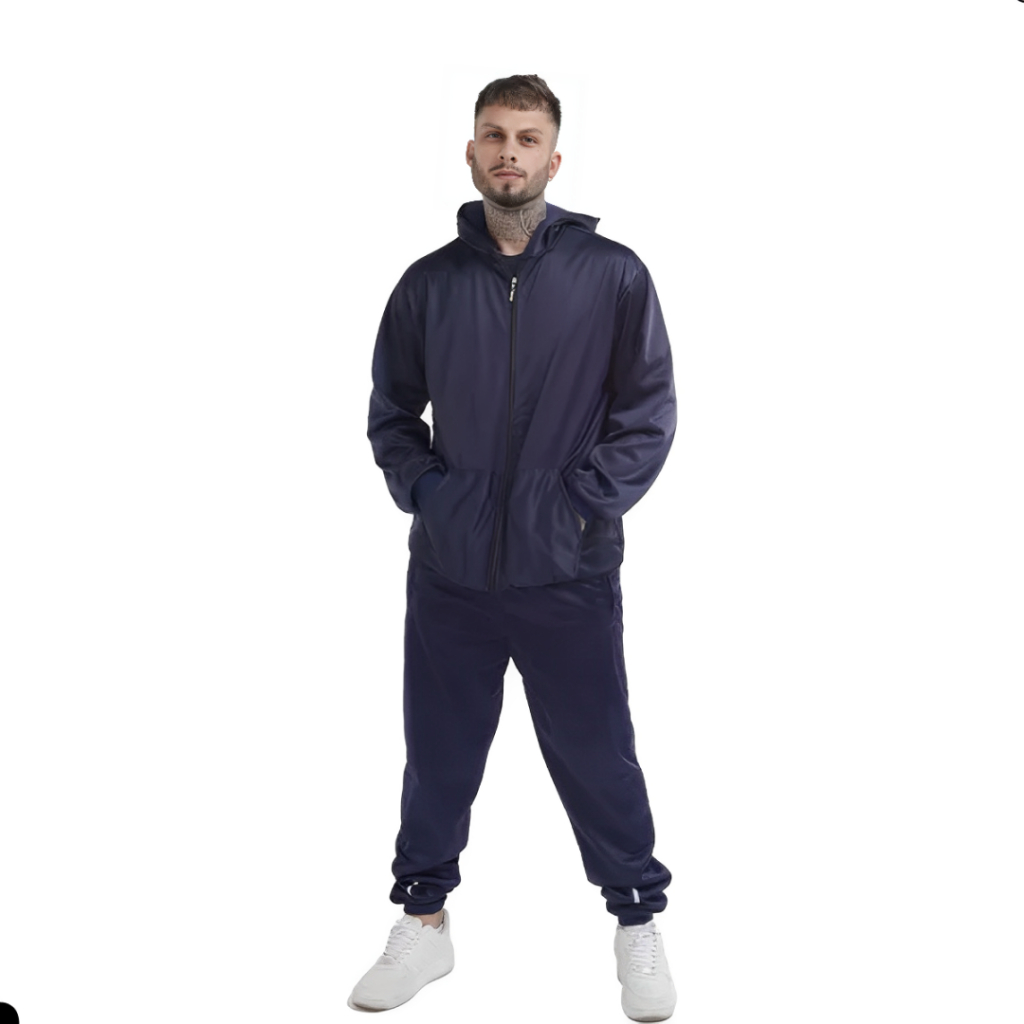 Conjunto Masculino Corta Vento DryFit Moletom Calça Jogger Blusa de Frio com Capuz e Zíper