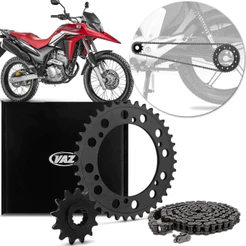 Kit Relação Transmissão Vaz Honda Xre 300 Xtreme Black Edition Corrente Coroa Pinhão Completa Original