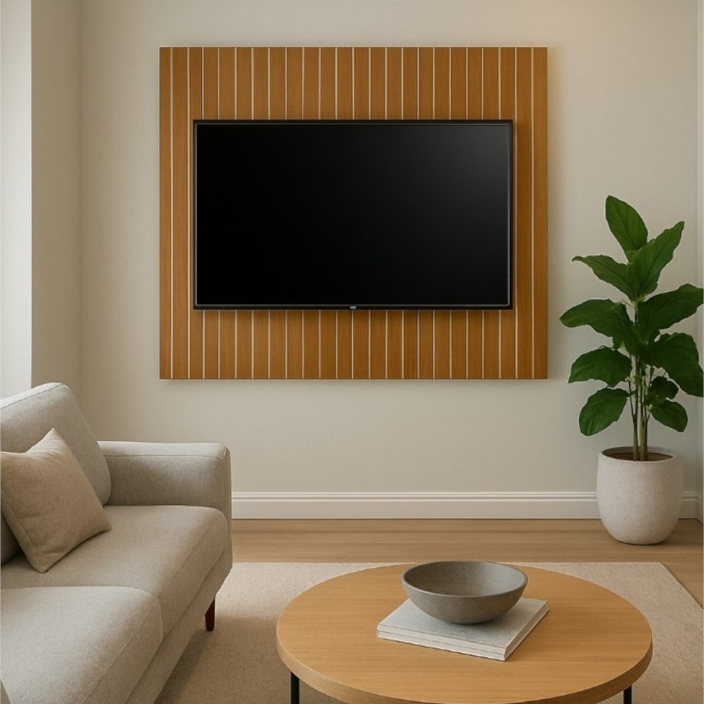 Painel Ripado 3D Modular 99x90cm em MDF TV até 32' Fácil Instalação