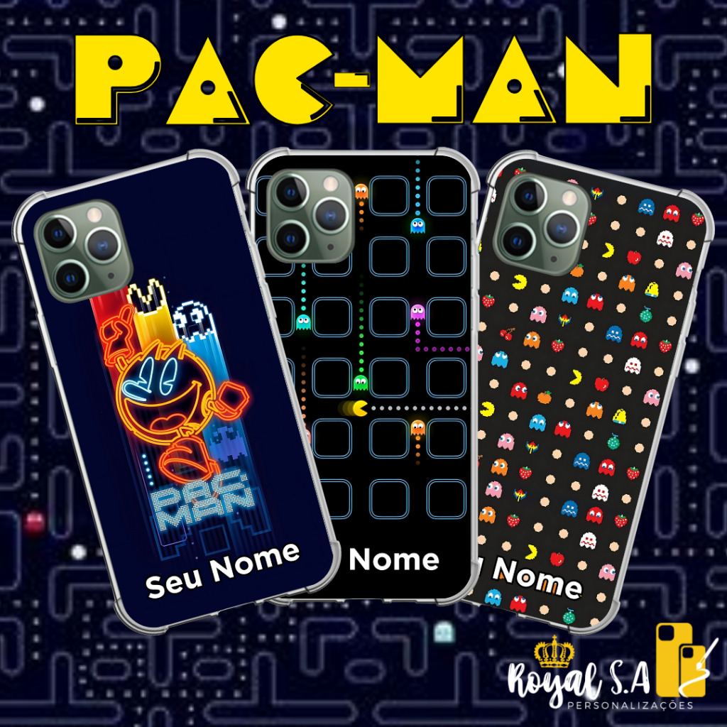 Capinha personalizada Pac-Man/ Arcade para aparelhos Samsung/ Iphone/ Motorola/ Xiaomi/ Realme