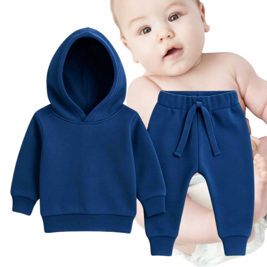 Moletom infantil casaco e calça para bebê menina e/ou menino modelo com liso com gorro