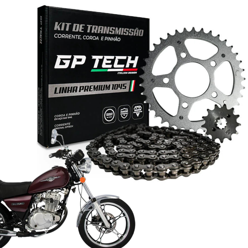 KIT TRANSMISSÃO RELAÇÃO PREMIUM GP TECH YES 125 / INTRUDER 125 S/ RETENTOR - Spare Parts and Accessories for Vehicles