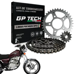KIT TRANSMISSÃO RELAÇÃO PREMIUM GP TECH YES 125 / INTRUDER 125 S/ RETENTOR