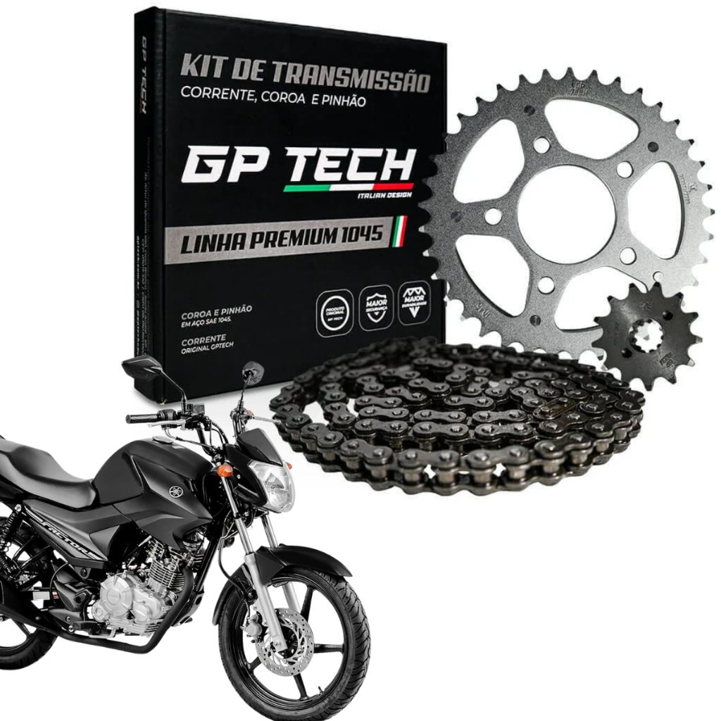 KIT TRANSMISSÃO RELAÇÃO PREMIUM GP TECH YBR 125 / FACTOR S/ RETENTOR em Oferta na Shopee