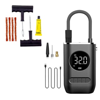 Kit Mini Compressor Portátil Bomba de Encher Pneu + Kit Reparo Pneus em Oferta na Shopee
